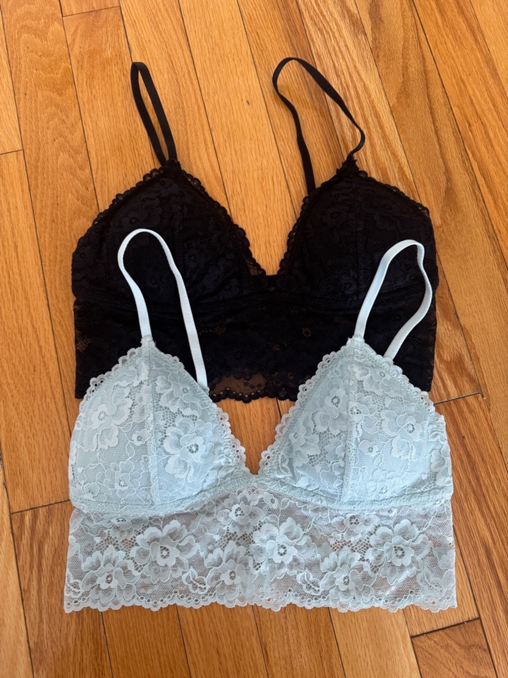 Garage Lace Bralette Set — Black & Light Blue - Size Small